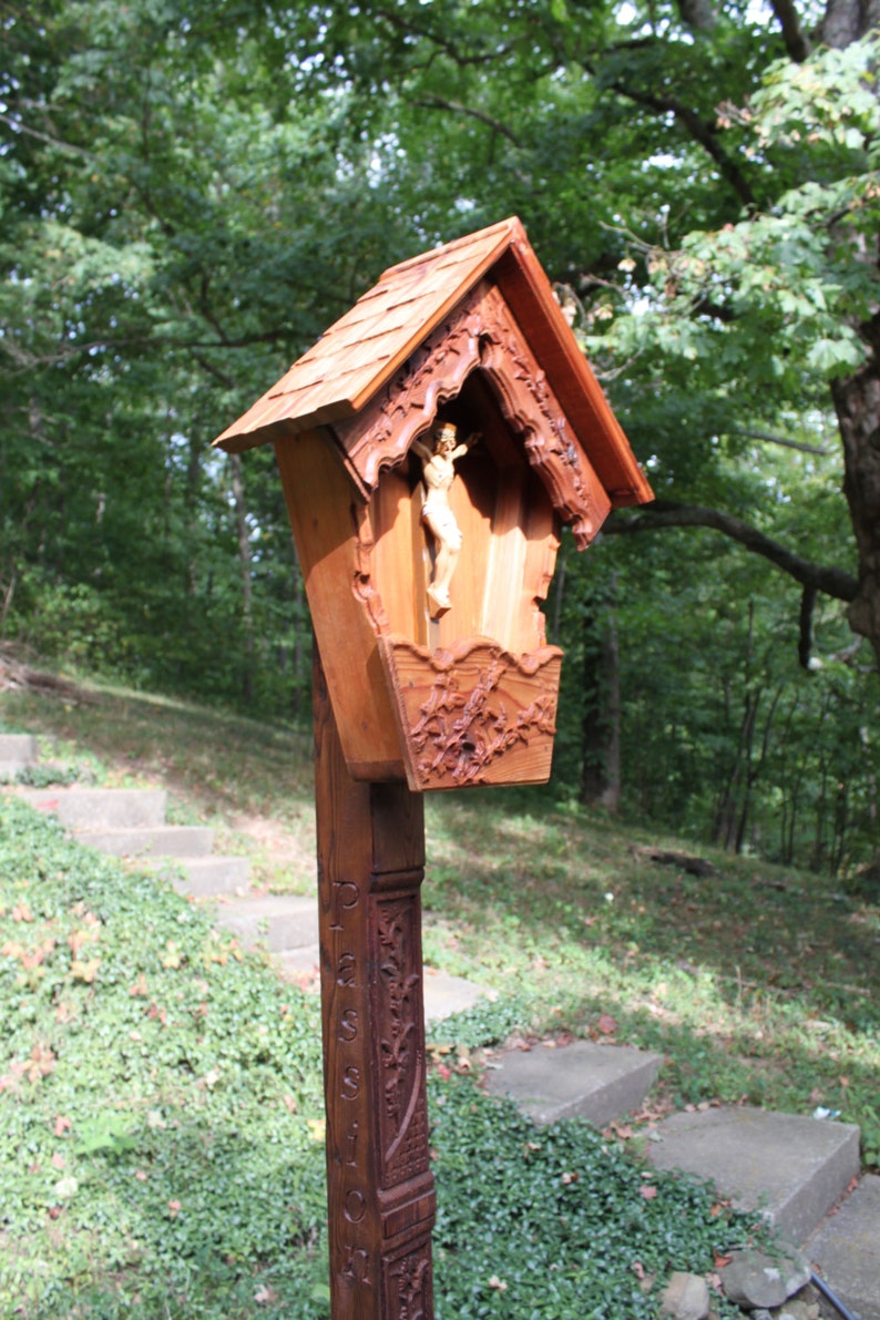 Small Alpine Wayside Shrine, Garden Crucifix Shrine image 4