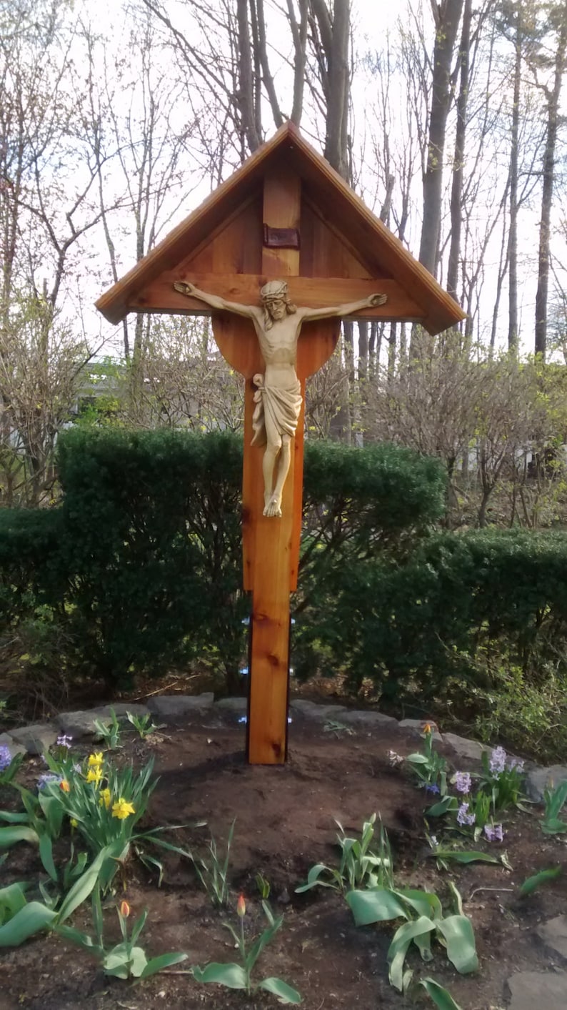 Large Garden Shrine Crucifix Villa Shrine Catholic Crucifix Etsy