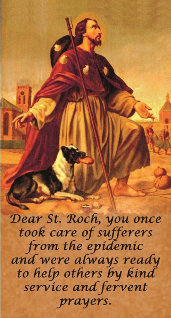 St. Roch patron saint of Pandemic disease and of dogs and Etsy