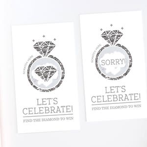 Diamond Ring Silver Glitter Bridal Shower Scratch Off Cards - Bridal Shower Game -  Bachelorette Party Game