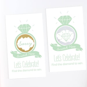 Mint Green Bridal Shower Scratch Off Cards - Bridal Shower Game - Bachelorette Party Game
