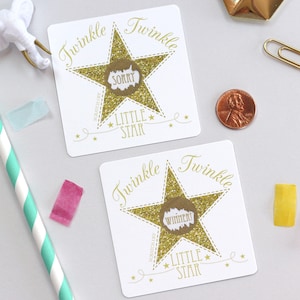 10 Gold Twinkle Twinkle Little Star Scratch Off Game Cards - Baby Shower Game