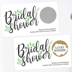 Green Floral Bridal Shower Scratch Off Game Cards Bridal Shower Games Engagement Party image 1
