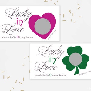 Custom Lucky In Love Green Shamrock Bridal Shower Scratch Off Cards - Bridal Shower Game - Bachelorette Party Game