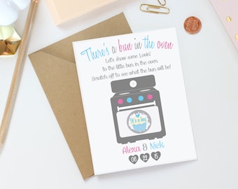 Gender Reveal Announcement Scratch Off Card - Baby Gender Reveal Card - Bun In The Oven Card