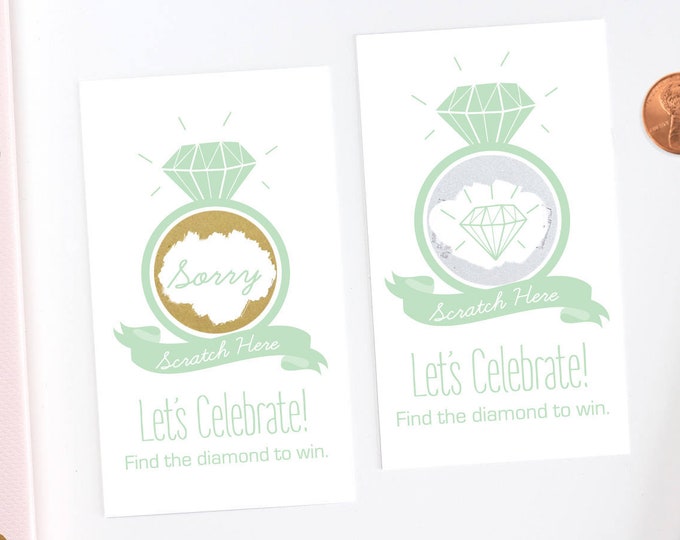 Mint Green Bridal Shower Scratch Off Cards - Bridal Shower Game - Bachelorette Party Game