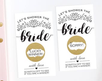 Black and White Bridal Shower Scratch Off Cards  - Bridal Shower Game - Bachelorette Party Game