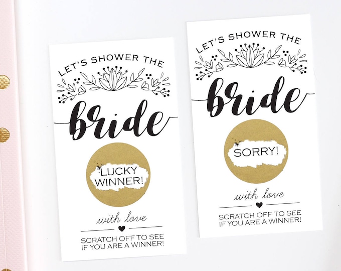 Black and White Bridal Shower Scratch Off Cards  - Bridal Shower Game - Bachelorette Party Game