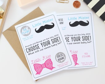 Gender Reveal Announcement Scratch Off Card - Baby Gender Reveal Card - Guess The Gender Card