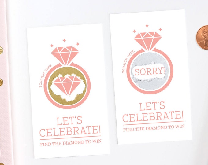 Blush Pink Bridal Shower Scratch Off Cards - Bridal Shower Game - Bachelorette Party Game