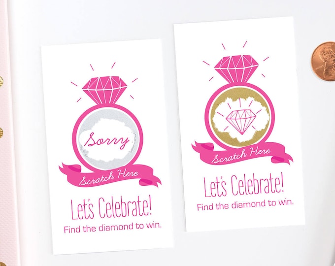 Hot Pink Bridal Shower Scratch Off Cards - Bridal Shower Game - Bachelorette Party Game