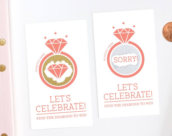 Coral and Gold Bridal Shower Scratch Off Cards - Bridal Shower Game - Bachelorette Party Game