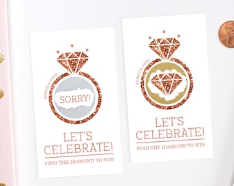 10 Copper Glitter Bridal Shower Scratch Off Cards - Bridal Shower Game - Bachelorette Party Game