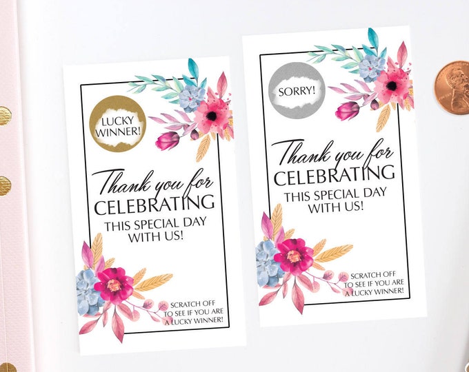 Floral Bridal Shower Scratch Off Cards - Bridal Shower Game - Bachelorette Party Game - Wedding Shower