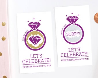 Purple and Gold Bridal Shower Scratch Off Cards - Bridal Shower Game - Bachelorette Party Game