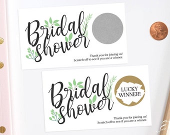 Green Floral - Bridal Shower Scratch Off Game Cards - Bridal Shower Games -  Engagement Party