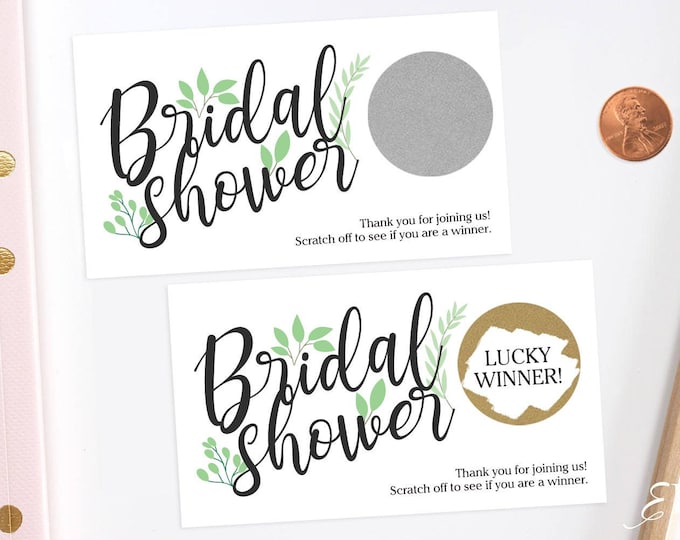 Green Floral - Bridal Shower Scratch Off Game Cards - Bridal Shower Games -  Engagement Party