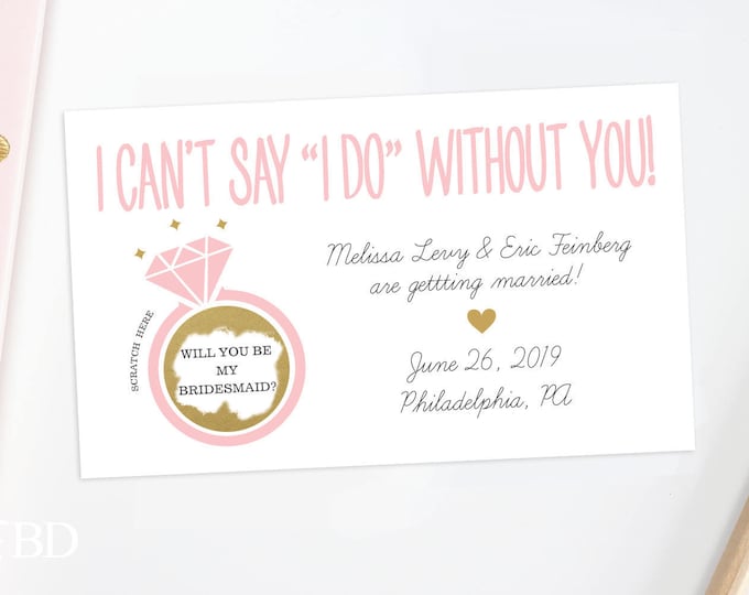 4 Custom Scratch Off Card - Will You Be My Bridesmaid card - bridal party card, wedding card, bridal party, bridesmaid invitation