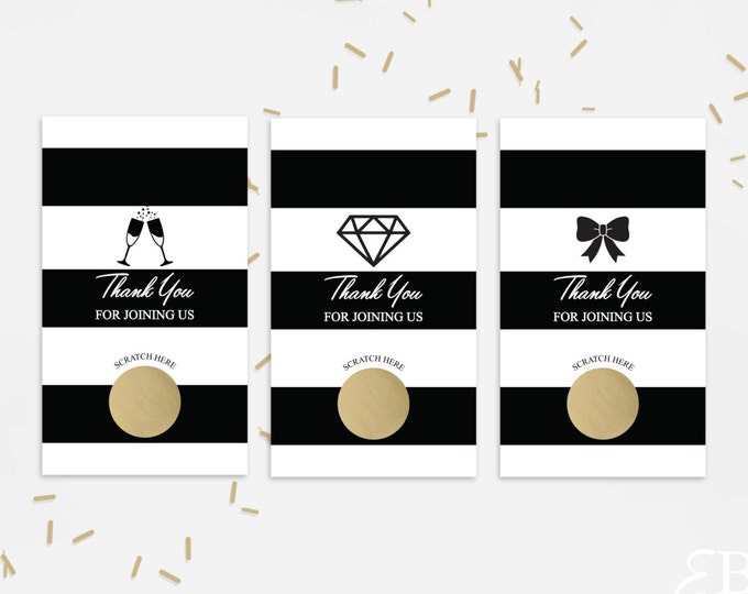 Black Stripe Bridal Shower Scratch Off Cards - Bridal Shower Game - Bachelorette Party Game