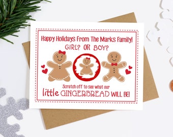 Christmas Gender Reveal Scratch Off Card - Holiday Gender Announcement Card - Scratch Off Gender Reveal