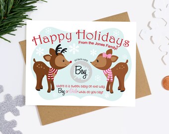 Christmas Gender Reveal Scratch Off Card - Holiday Gender Announcement Card