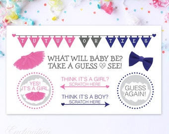 10 Baby Gender Reveal Scratch Off Cards -Guess the gender Tutus or Ties?