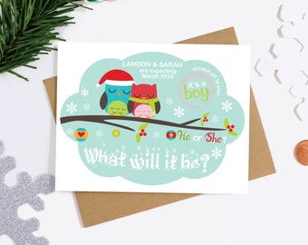 Christmas Gender Reveal Scratch Off Card - Holiday Gender Announcement Card