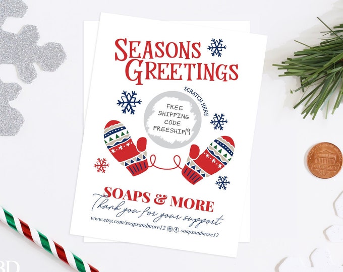 Christmas Business Promotional Scratch & Win Scratch Off Cards - Discount Card - Small Business