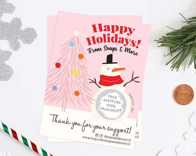 Holiday Business Promotional Scratch & Win Scratch Off Cards - Discount Card - Small Business