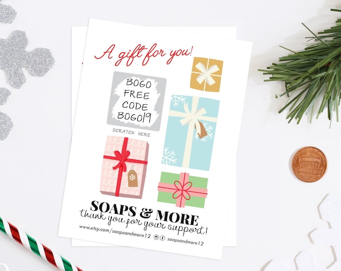 Holiday Business Promotional Scratch & Win Scratch Off Cards - Discount Card - Small Business