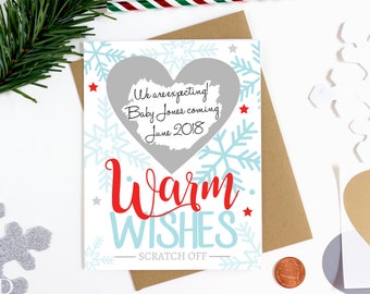 Christmas Scratch Off Pregnancy Reveal Card -  Pregnancy Announcement Card - We're Expecting