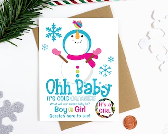 Christmas Gender Reveal Scratch Off Card - Gender Announcement Card
