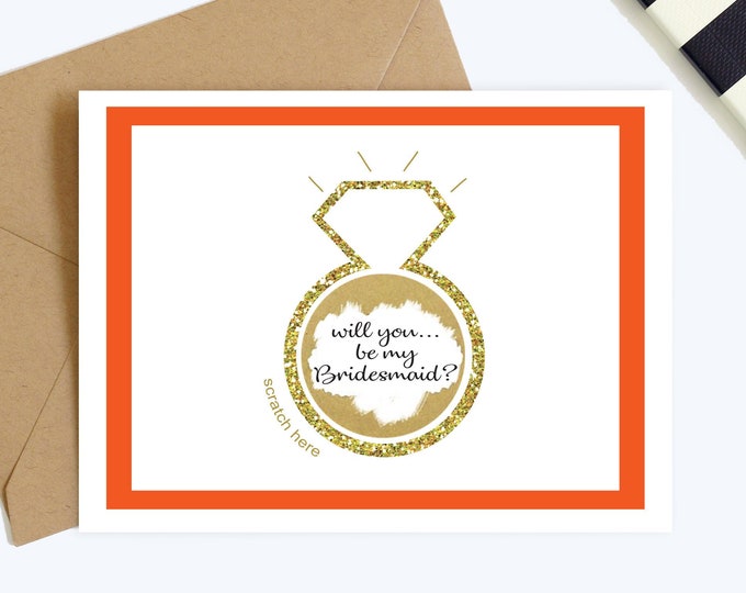 Bridesmaid Scratch Off Card - Will you be my Bridesmaid Cards - Bridesmaid Proposal Card