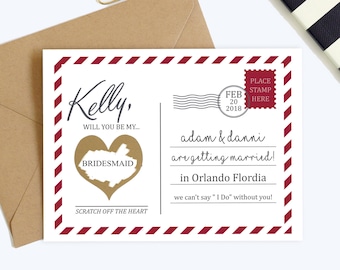 Personalized Scratch Off Will you be my Maid of Honor? Card - Bridesmaid Proposal Card