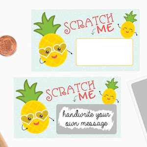 10 DIY Scratch off Cards Pineapple - Secret Message - Scratch off Notes - Teacher Rewards Card