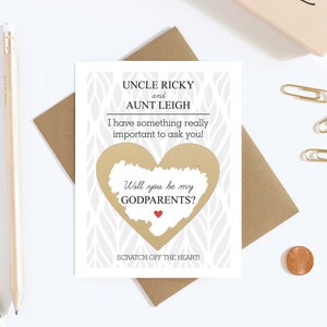 Will You Be My Godparents Scratch Off Card - Godparents Proposal Card - Godmother Godfather Card - Aunt and Uncle