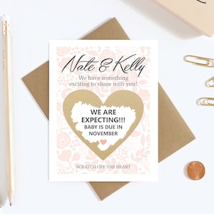 Pregnancy Reveal Scratch Off Card - Pregnancy Announcement - We&#39;re Expecting Card