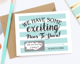 Pregnancy Reveal Scratch Off Card - Pregnancy Announcement Card - We're Expecting Card