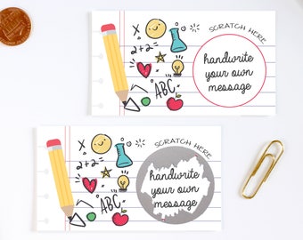 DIY Scratch off Cards Classroom - Secret Message - Teacher Rewards Card - 10 Cards
