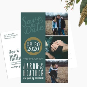 Scratch off Save The Date Cards - Style carte postale Save The Date - Photo personnalisée Enregistrer les cartes de date