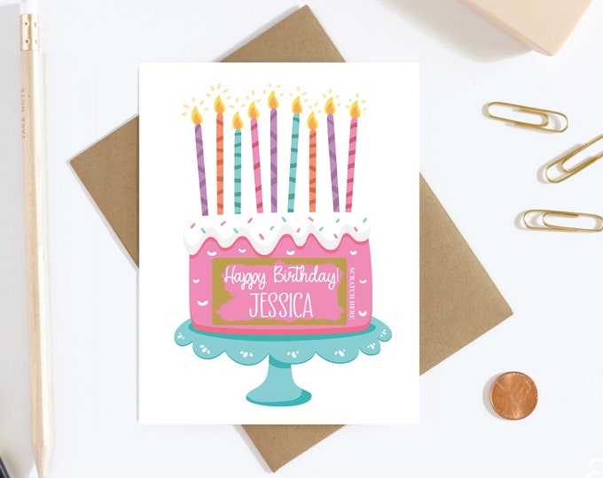 Happy Birthday Scratch To Reveal Card - Personalized Card For Surprise Gift - Surprise Destination Vacation Card - Hidden Message Card