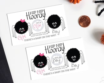 10 Halloween Spider Baby Gender Reveal Baby Shower Gender Announcement Scratch Off Card