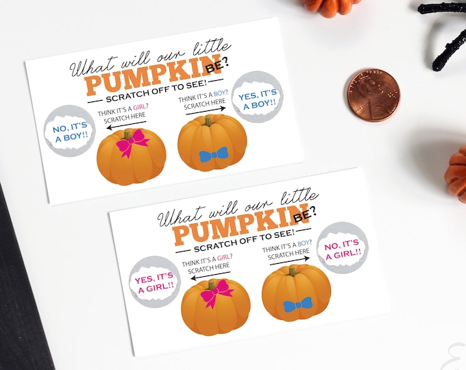 10 Halloween Pumpkin Baby Gender Reveal Baby Shower Gender Announcement Scratch Off Card