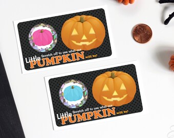 10 Halloween Pumpkin Baby Gender Reveal Baby Shower Gender Announcement Scratch Off Card