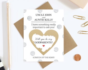 Will You Be My Godparents Scratch Off Card - Godparents Proposal Card - Godmother Godfather Card - Aunt and Uncle