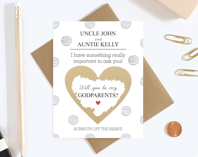 Will You Be My Godparents Scratch Off Card - Godparents Proposal Card - Godmother Godfather Card - Aunt and Uncle