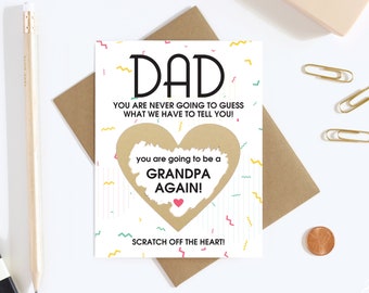 Scratch Off Card Pregnancy Reveal to Dad - Pregnancy Announcement - New Grandpa - Grandpa To Be