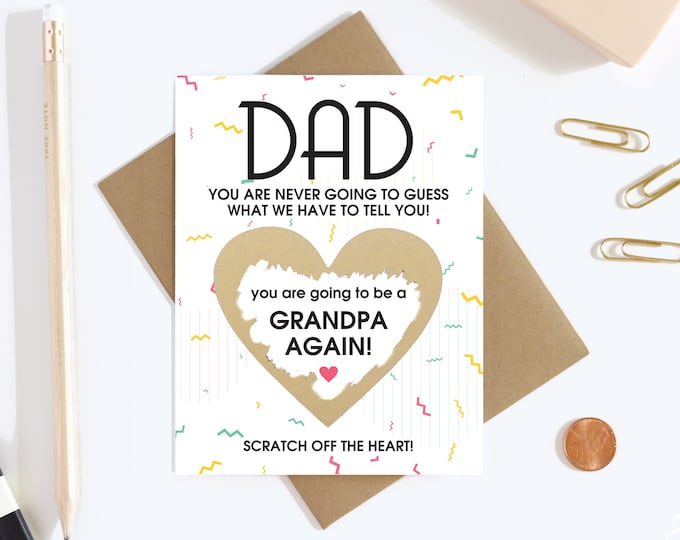 Scratch Off Card Pregnancy Reveal to Dad - Pregnancy Announcement - New Grandpa - Grandpa To Be