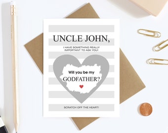 Will You Be My Godfather Scratch Off Card - Godfather Proposal Card - Godfather Card - Uncle Card