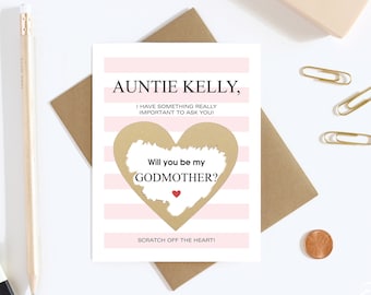 Will You Be My Godmother Scratch off Card - Godmother Proposal Card - Aunt To Be Card